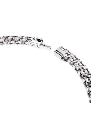 Matrix Pink Crystal Extra Large Tennis Bracelet in Rhodium Plated