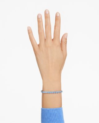 Matrix Blue Crystal Small Tennis Bracelet in Rhodium Plated