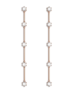 Shop Swarovski Constella Linear Drop Earrings In Rose Gold Tone