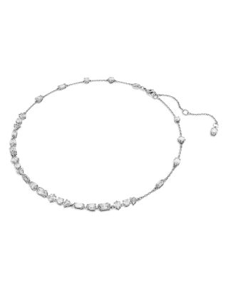 Mesmera Mixed Cut Crystal Scatter Necklace in Rhodium Plated, 14.96"-17.72"
