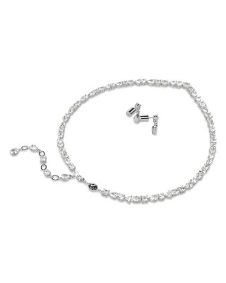 Mesmera Mixed Cut Collar Necklace & Drop Earrings Set in Rhodium Plated