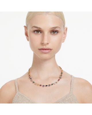 Imber Multicolor Mixed Cut Collar Necklace in Gold Tone, 14.96"-17.72"