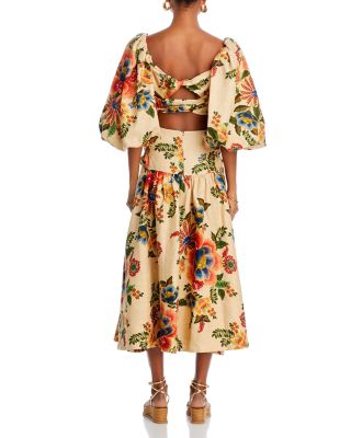 knee length dresses for ladies Farm Rio Women's Floral Cascade Midi Dress
