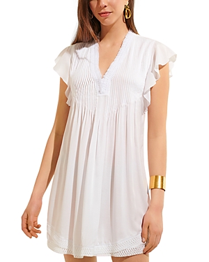 Poupette St Barth Sasha Floral Cover-up Minidress In Optic White