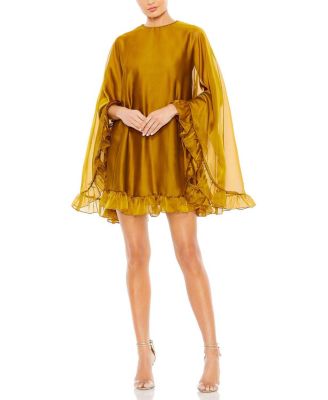 Mac Duggal High Neck Ruffle Hem Cape Mini Dress | Bloomingdale's