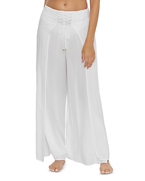 Becca By Rebecca Virtue Ponza Lace Up Pants Swim Cover-up In White