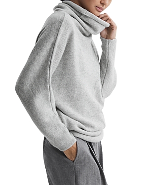 Reiss Eva Draped Turtleneck Sweater In Light Gray