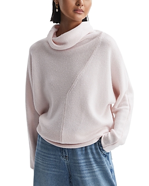 Reiss Eva Draped Turtleneck Sweater In Light Pink