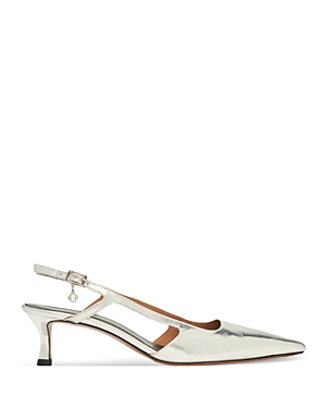 Maje Pointed Toe Pumps In Silver