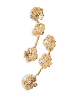 Stone Accented Flower Cascade Drop Earrings