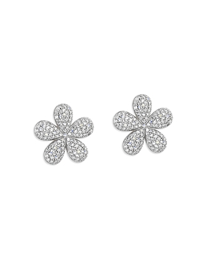 14K Yellow Gold Diamond Forget Me Not Large Pave Stud Earrings