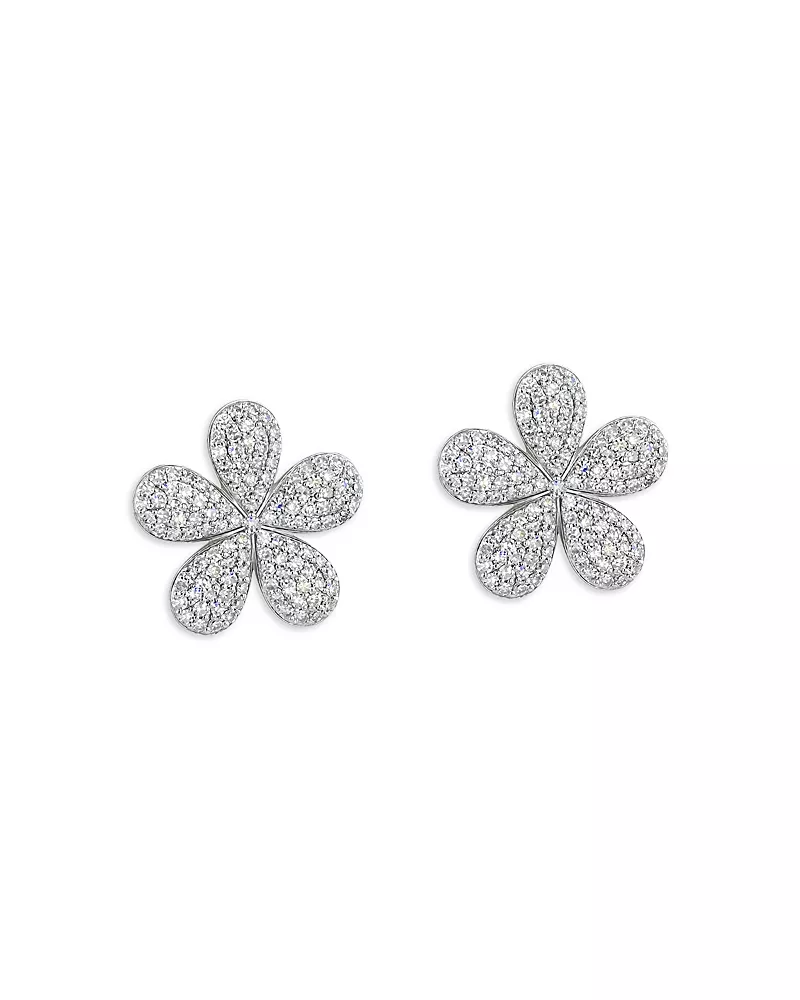 Phillips House 14K Yellow Gold Diamond Forget Me Not Large Pave Stud Earrings