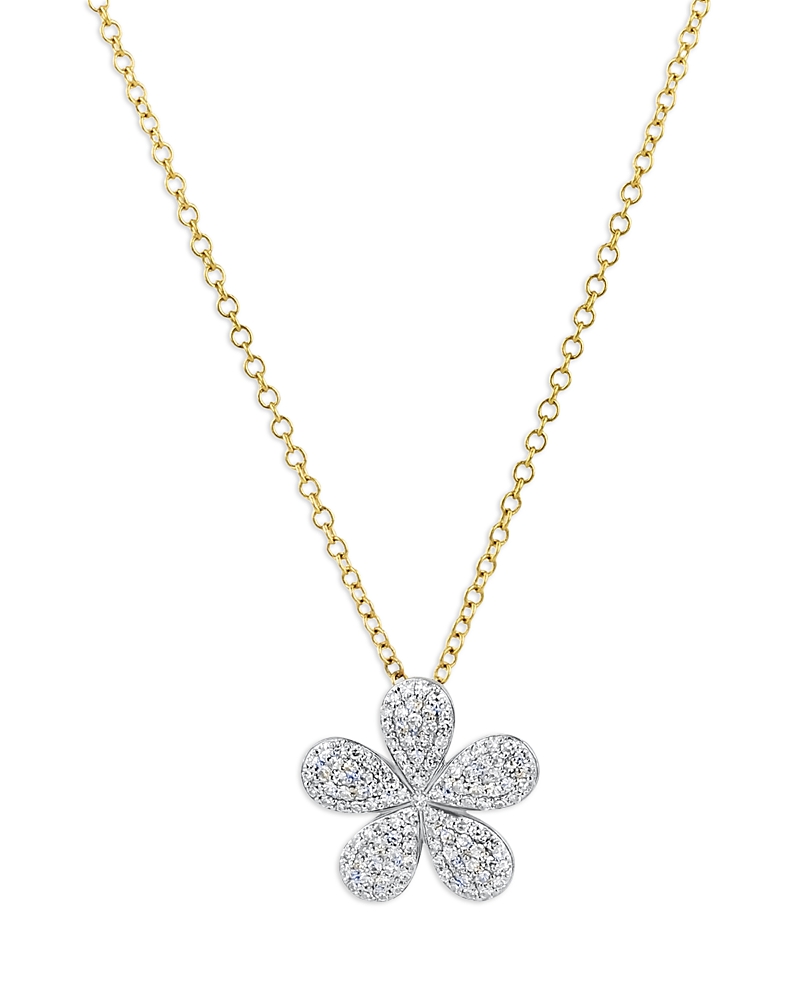 Phillips House 14K Yellow Gold Diamond Forget Me Not Large Pave Necklace, 16