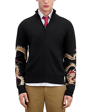 The Kooples Zip Front Dragon Sleeve Sweater In Black