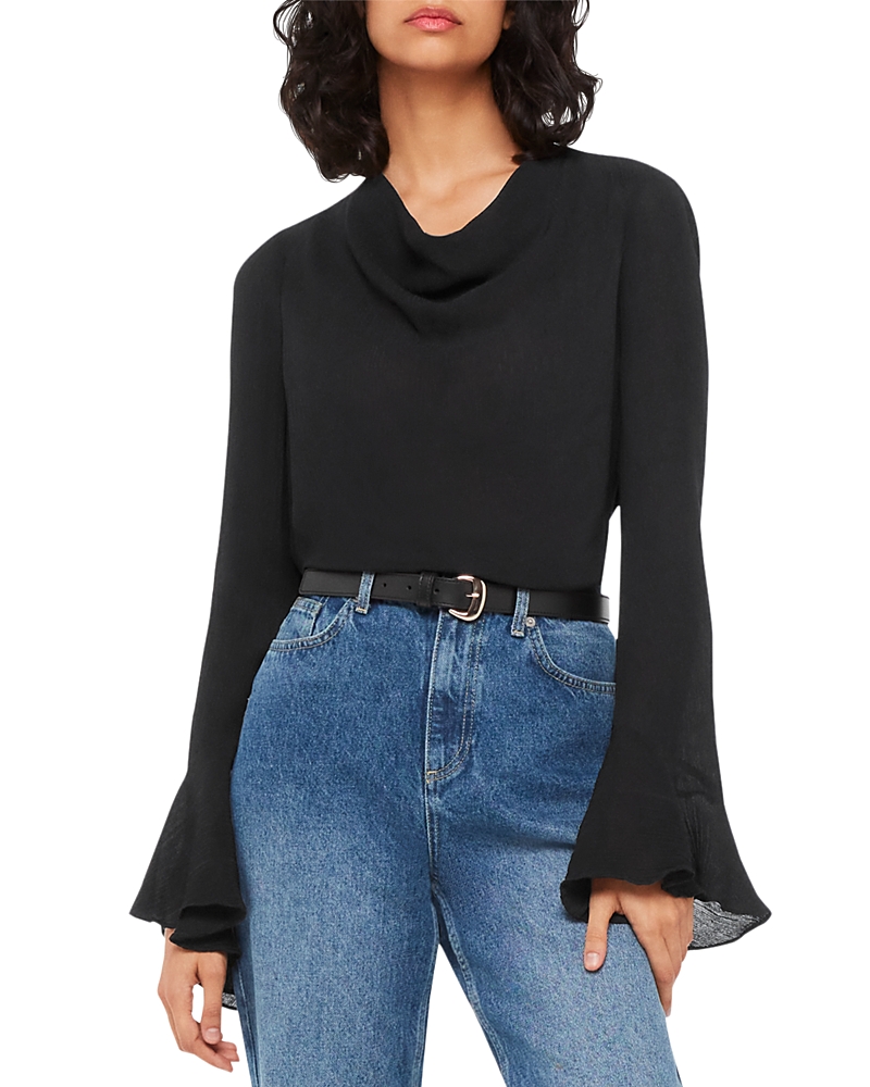 Whistles Pia Cowl Neck Top In Black