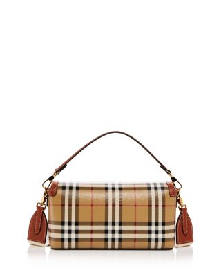 Burberry Check & Leather Top Handle Shoulder Bag