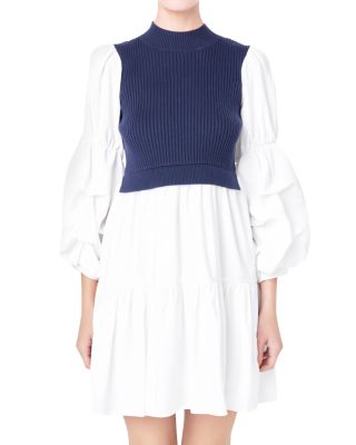 English Factory Mixed Media Shirt Dress