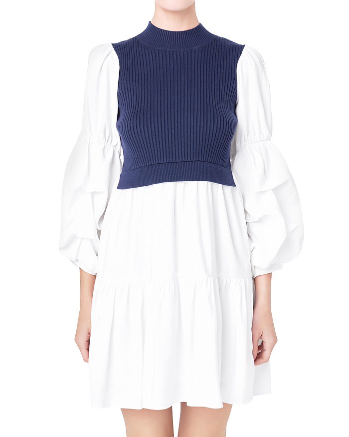 English Factory Mixed Media Shirt Dress Bloomingdale's