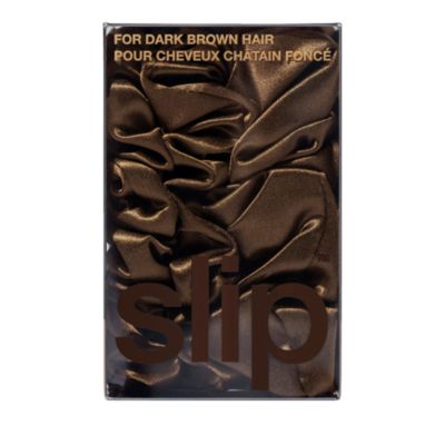 Pure Silk Back to Basics Midi/Large Scrunchies in Dark Brown, Set of 3