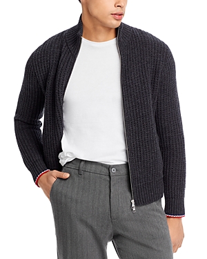 Moncler Wool & Cashmere Zip Cardigan In Dark Gray