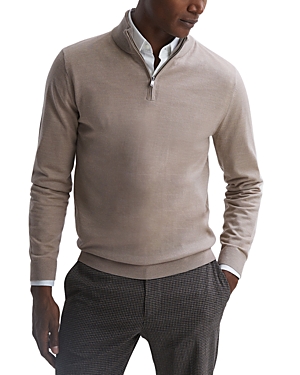 Reiss Blackhall Wool Quarter-zip Sweater In Mink