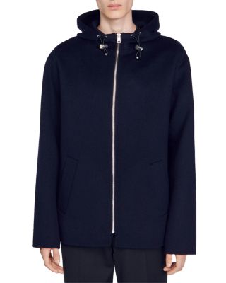 Sandro Waterproof Hooded Zip Front Windbreaker