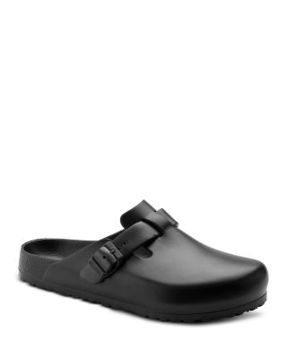 Birkenstock Boston Suede-trimmed Leather Clogs In Black