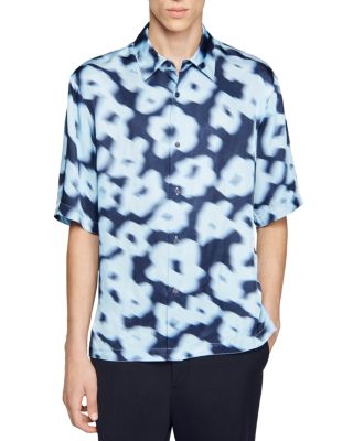 Oversized Printed Short Sleeve Button Front Shirt