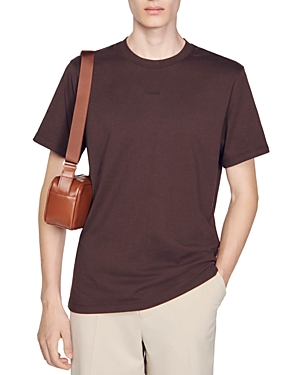 Sandro Short Sleeve Crewneck Tee In Black/ Brown