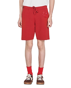 Shop Sandro Men's Dragon Drawstring Regular Fit Shorts In Red