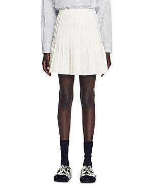 Shop Sandro Ilnade Pleated Knit Skirt In White
