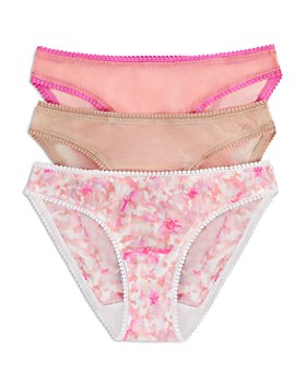 Microfiber Panties with Floral Lace Side Detail - WISH - BLEU VIF