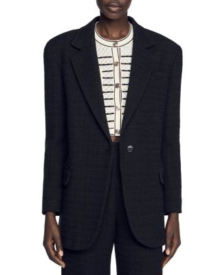 Sandro One Button Tweed Blazer