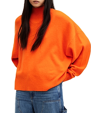 Shop Allsaints Asha Mock Neck Sweater In Zesty Orange