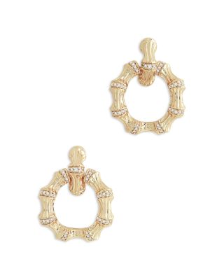 Anabel Aram - Sculpted Bamboo Double Hoop Earrings in 18K Gold Plated