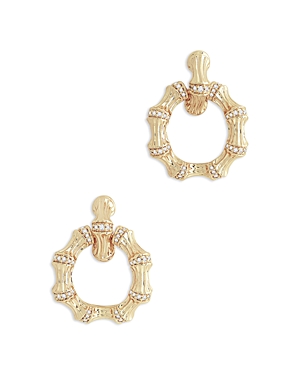 Sculpted Bamboo Double Hoop Earrings in 18K Gold Plated