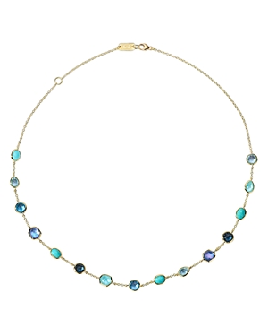 Ippolita 18K Yellow Gold Rock Candy Multi Blue Stone Waterfall Collar Necklace, 18