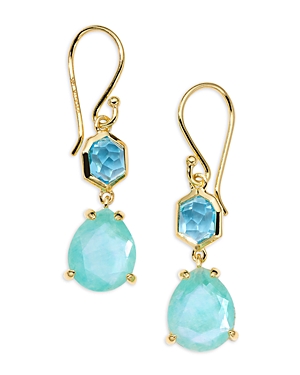 Ippolita 18k Yellow Gold Rock Candy Swiss Blue Topaz & Amazonite, Mother Of Pearl, & Clear Quartz Triplet Dou In Blue/gold