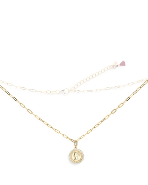 Shashi Pave Coin Pendant Necklace, 16.25-17 In Gold