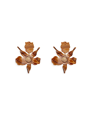 Shop Lele Sadoughi Small Crystal Lily Earrings In Brown