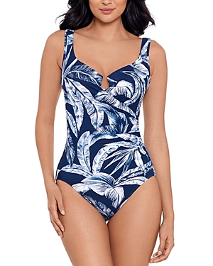 Miraclesuit Tropica Toile Escape One Piece Swimsuit In Midnight