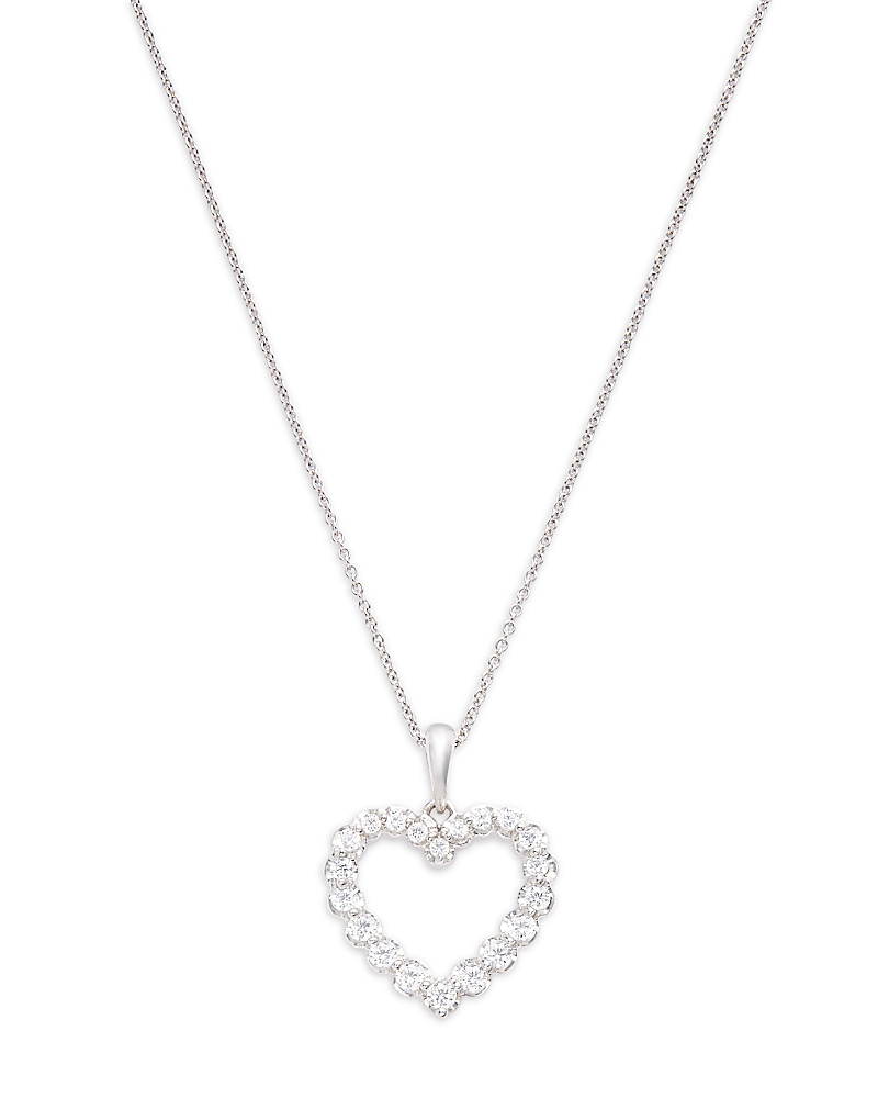 Bloomingdale's Diamond Classic Heart Pendant Necklace In 14k White Gold, 0.25 Ct. T. W. In White