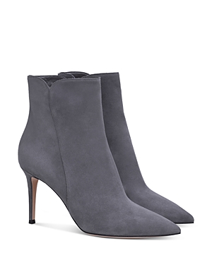 Shop Gianvito Rossi Women's Levy Pointed Toe High Heel Booties In Camoscio Lapis