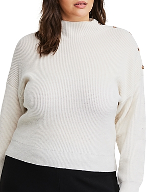 Estelle Plus Clovelly Button Trim Mock Neck Sweater
