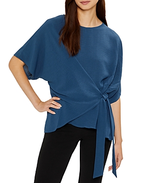 Shop Three Dots Blair Tie Front Top In Blue Wing Teal
