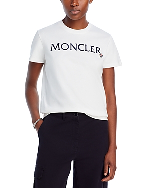 Shop Moncler Cotton Logo Tee In Pale Blue