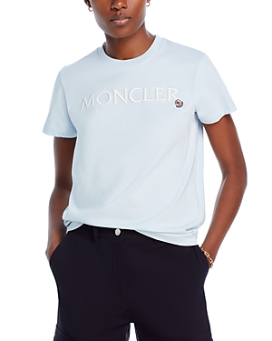 Moncler Cotton Logo Tee In Pastel Blue