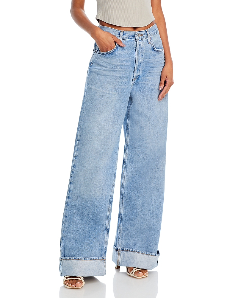 Agolde Dame Wide Leg Jeans In Blue