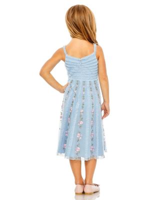 Girls Ruffle Floral Embroidered Detail Mini Dress - Little Kid, Big Kid