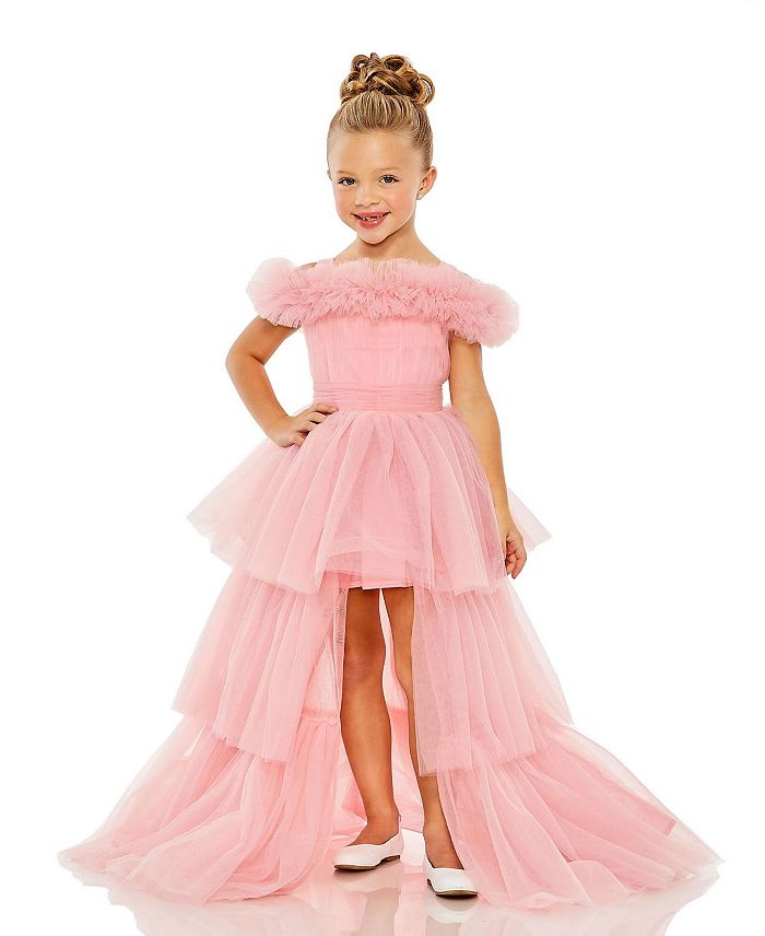 Pretty Sweet Pink Off The Shoulder Long Kids Dresses Photo Shoot A